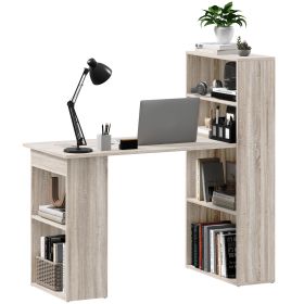 Computer Desk with Storage, PC Table with Bookshelf for Home Office, Study Room, Oak Computer Desk with Storage, PC Table with Bookshelf for Home Office, Study Room, Oak